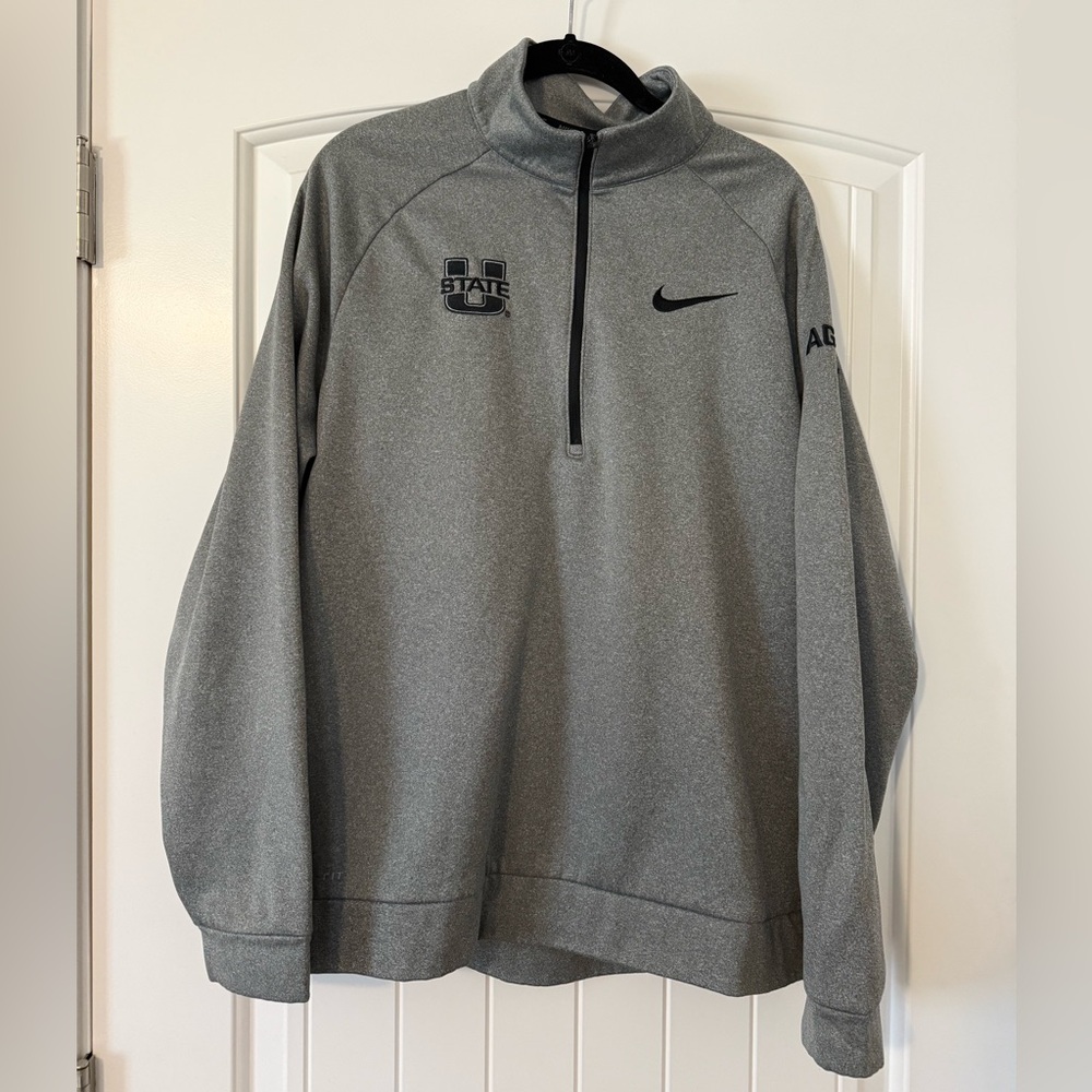 Nike Dri-FIT Utah State Heather Gray Quarter Zip Pullover Sweatshirt